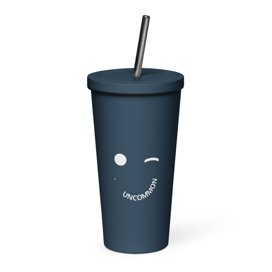 Insulated tumbler with a straw